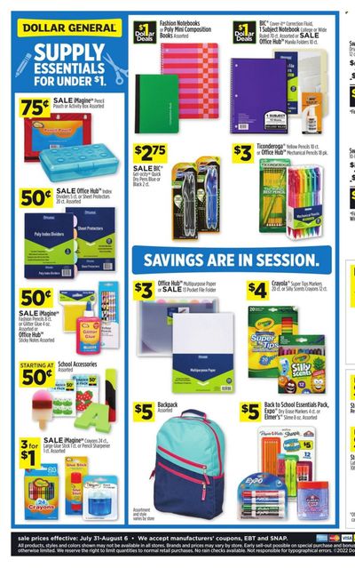 Dollar General Weekly Ad Flyer July 31 to August 7 Dollar General Weekly Ad Flyer July 31 to August 7
