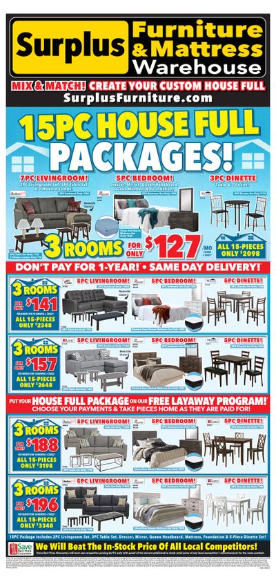 Surplus Furniture & Mattress Warehouse (Barrie) Flyer August 1 to 14