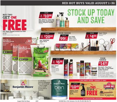ACE Hardware Weekly Ad Flyer Specials August 1 to August 30, 2022