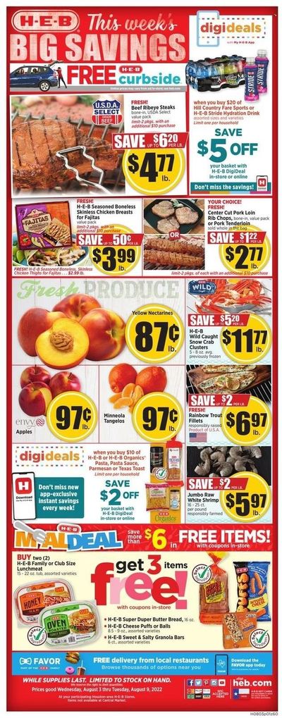 H-E-B (TX) Weekly Ad Flyer Specials August 3 to August 9, 2022