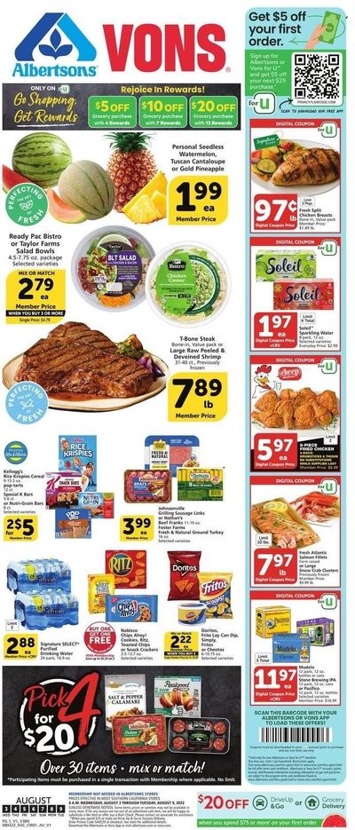 Vons (CA) Weekly Ad Flyer August 2 to August 9