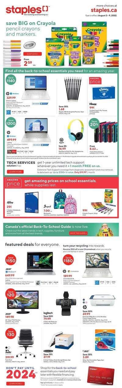 Staples Flyer August 3 to 9