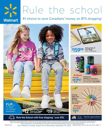 Walmart Rule the School Flyer August 4 to September 7