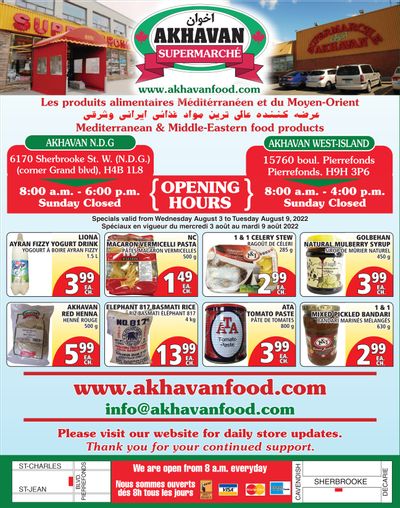 Akhavan Supermarche Flyer August 3 to 9