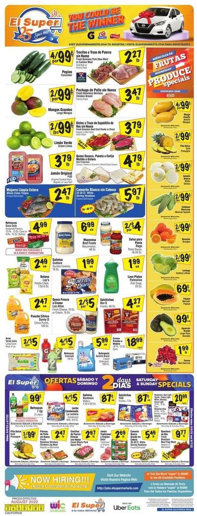 El Super (CA, NM, NV, TX) Weekly Ad Flyer Specials August 3 to August 9, 2022