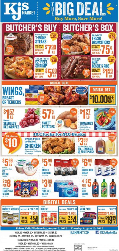 KJ´s Market (GA, SC) Weekly Ad Flyer August 3 to August 10