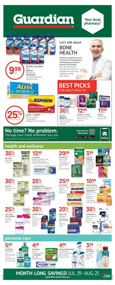 Guardian Pharmacy Monthly Flyer July 29 to August 25