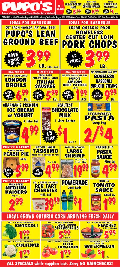Pupo's Food Market Flyer August 4 to 10