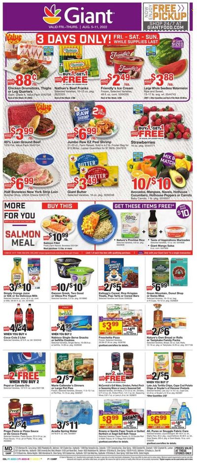 Giant Food (DE, MD, VA) Weekly Ad Flyer Specials August 5 to August 11, 2022