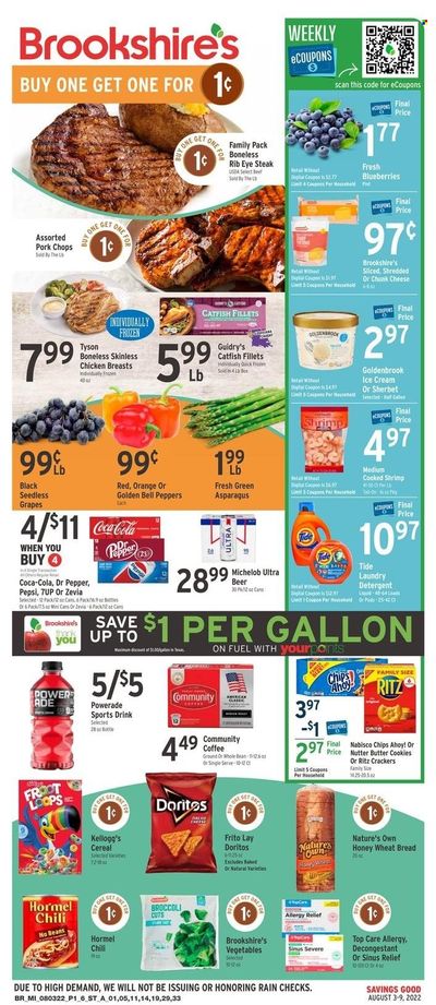 Brookshires (AR, LA, TX) Weekly Ad Flyer Specials August 3 to August 9, 2022