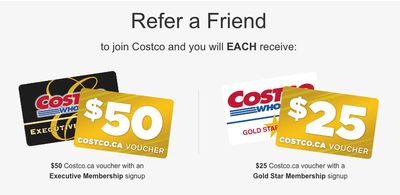 Costco Canada Promotions: Refer a Friend and You Each Get a $25 – $50 Costco Online Voucher
