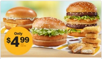 McDonald’s Canada Promotions: Get Big Mac, McChicken, Filet-O-Fish, or 6-pc Chicken McNuggets for just $4.99