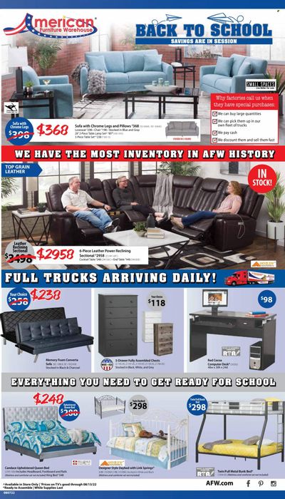 American Furniture Warehouse (AZ, CO, TX) Weekly Ad Flyer Specials August 7 to August 13, 2022