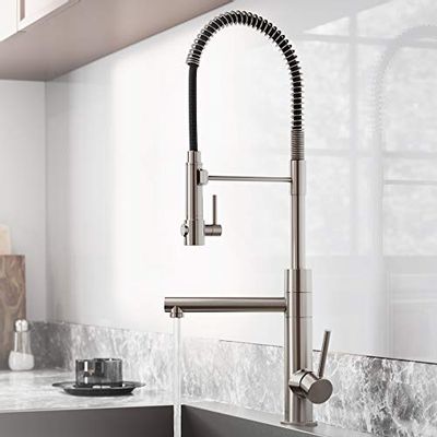 KRAUS Artec Pro™ Spot Free Stainless Steel Finish 2-Function Commercial Style Pre-Rinse Kitchen Faucet with Pull-Down Spring Spout and Pot Filler $249.8 (Reg $390.95)