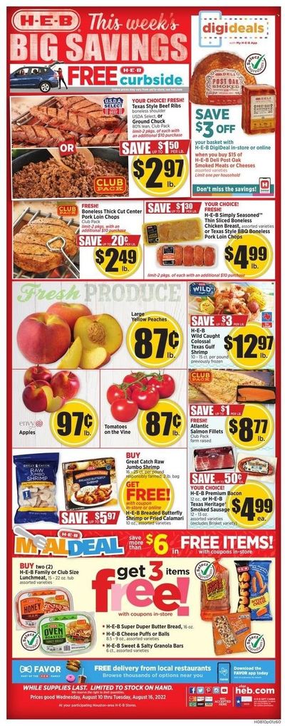 H-E-B (TX) Weekly Ad Flyer Specials August 10 to August 16, 2022