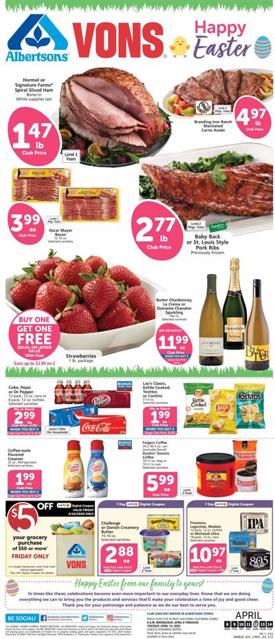 Vons Weekly Ad & Flyer April 8 to 14