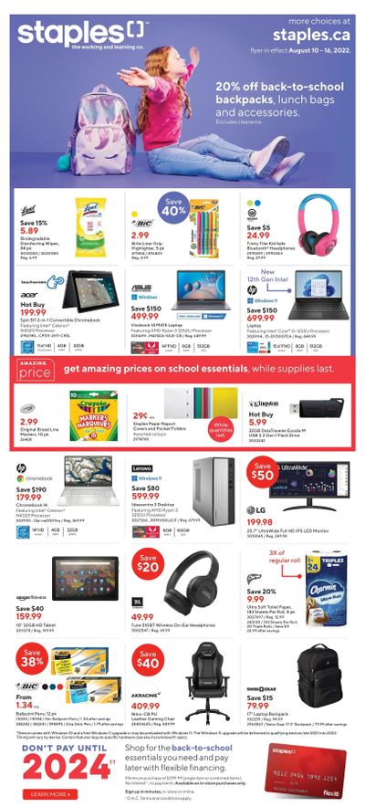 Staples Flyer August 10 to 16