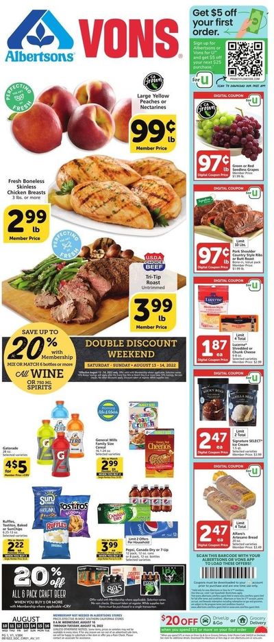 Vons (CA) Weekly Ad Flyer Specials August 10 to August 16, 2022