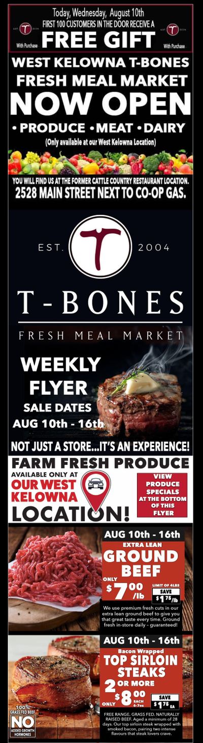 T-Bone's Flyer August 10 to 16