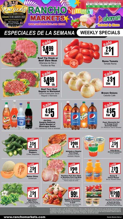 Rancho Markets (UT) Weekly Ad Flyer Specials August 9 to August 15, 2022