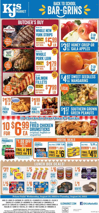 KJ´s Market (GA, SC) Weekly Ad Flyer Specials August 10 to August 16, 2022
