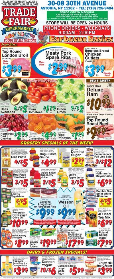 Trade Fair Supermarket (NY) Weekly Ad Flyer Specials August 5 to August 11, 2022