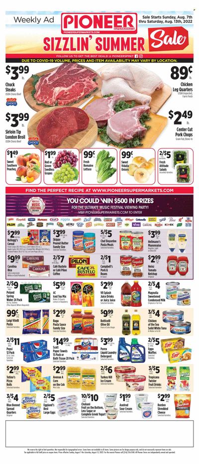 Pioneer Supermarkets (NJ, NY) Weekly Ad Flyer Specials August 7 to August 13, 2022