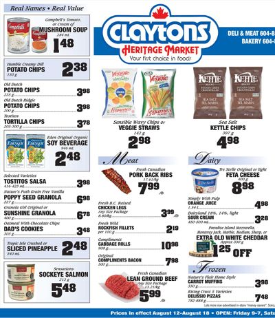 Claytons Heritage Market Flyer August 12 to 18
