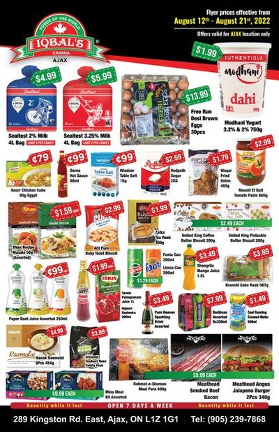 Iqbal Foods (Ajax) Flyer August 12 to 21