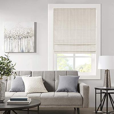Madison Park Galen Cordless Roman Shades - Fabric Privacy Single Panel Darkening, Energy Efficient, Thermal Insulated Window Blind Treatment, for Bedroom, Living Room Decor, 33" x 64", Ivory $86.12 (Reg $103.04)