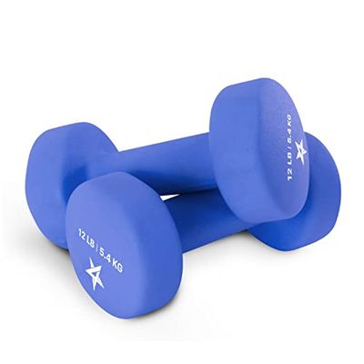 Yes4All Non-Slip, Hexagon Neoprene Dumbbells – 12lbs Neoprene Dumbbell Set for Muscle Toning, Strength Building, Weight Loss (Vivid Dark Blue - Pair) $39.77 (Reg $50.91)