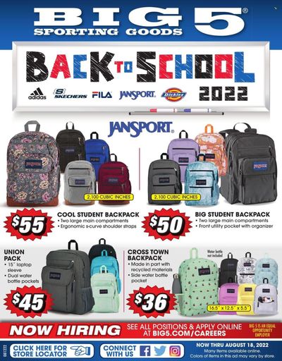 Big 5 (AZ, CA, CO, ID, NM, OR, UT, WA) Weekly Ad Flyer Specials August 12 to August 18, 2022