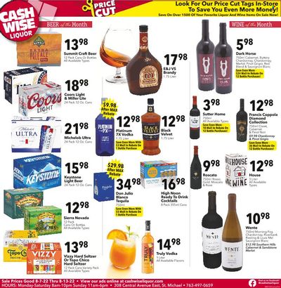 Cash Wise Liquor Only (MN) Weekly Ad Flyer Specials August 7 to August 13, 2022