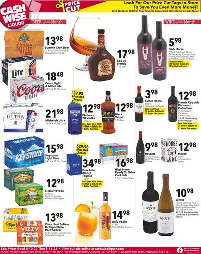 Cash Wise Liquor Only (MN) Weekly Ad Flyer Specials August 10 to August 16, 2022