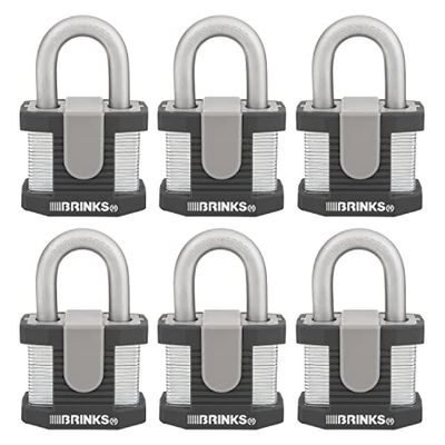 BRINKS - 50mm Commercial Laminated Steel Keyed Padlock, 6-Pack - Solid Steel Body with Boron Steel Shackle $64.77 (Reg $86.74)