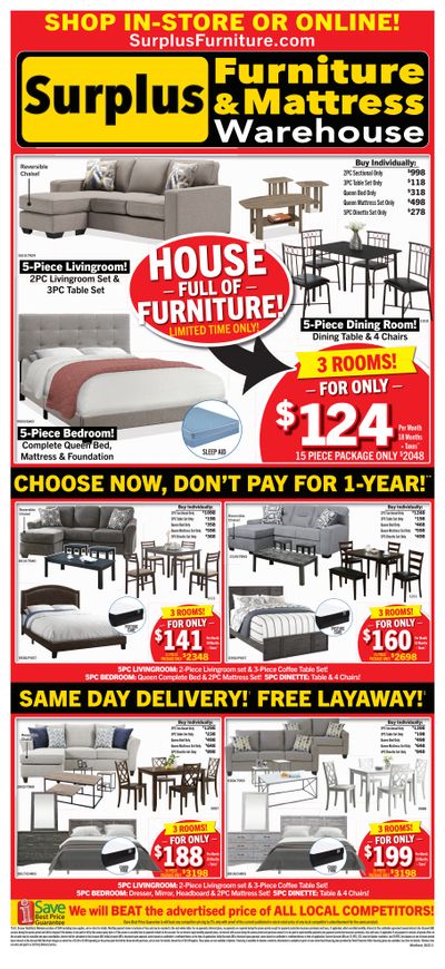 Surplus Furniture & Mattress Warehouse (Winnipeg) Flyer August 15 to 28