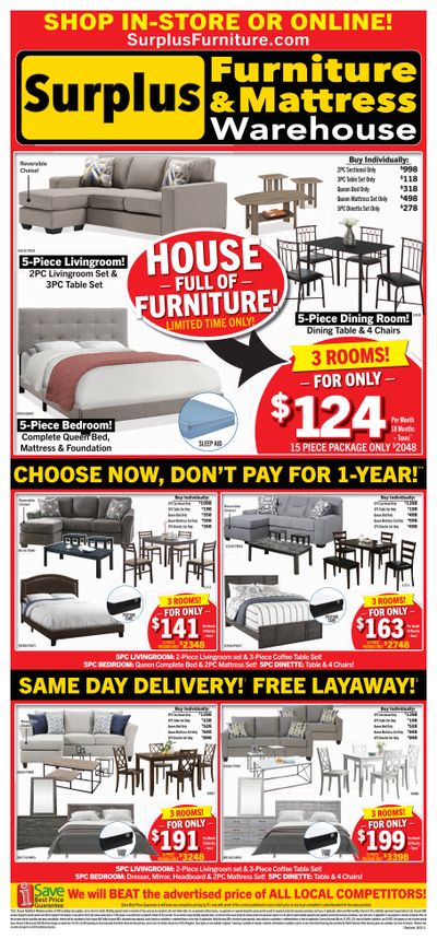 Surplus Furniture & Mattress Warehouse (Thunder Bay) Flyer August 15 to 28
