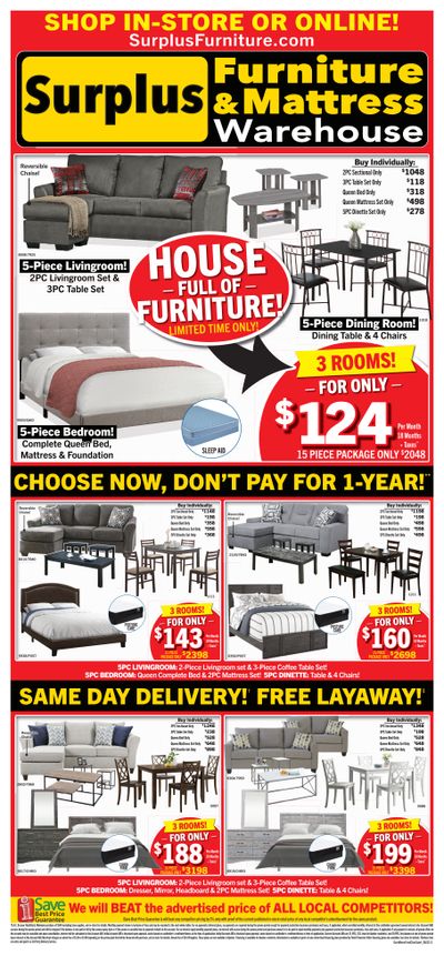 Surplus Furniture & Mattress Warehouse (Saint John) Flyer August 15 to 28 Surplus Furniture & Mattress Warehouse (Saint John) Flyer August 15 to 28