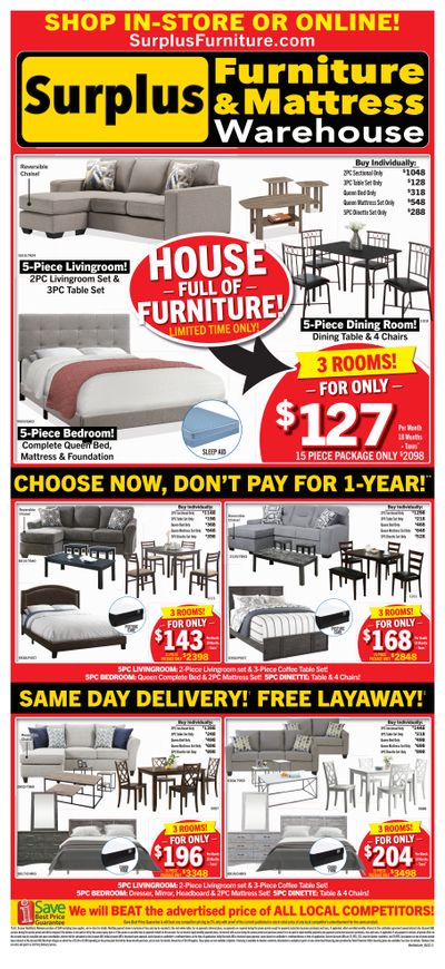 Surplus Furniture & Mattress Warehouse (Lethbridge) Flyer August 15 to 28