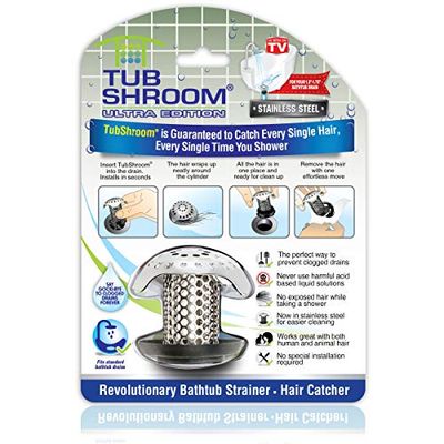 TubShroom Ultra Revolutionary Bath Tub Drain Protector Hair Catcher/Strainer/Snare Stainless Steel, 1-Pack, Silver $16.68 (Reg $18.99)