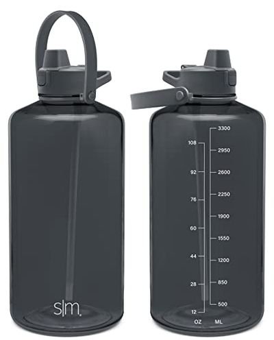 Simple Modern 1 Gallon 128 oz Water Bottle with Push Button Silicone Straw Lid & Motivational Measurement Marker | Large Reusable Tritan Plastic Water Jug | Summit Collection | Graphite $19.47 (Reg $37.11)