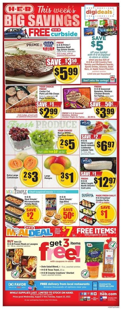 H-E-B (TX) Weekly Ad Flyer Specials August 17 to August 23, 2022
