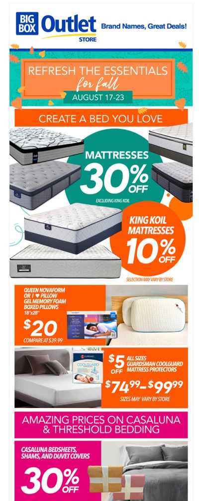 Big Box Outlet Store Flyer August 17 to 23