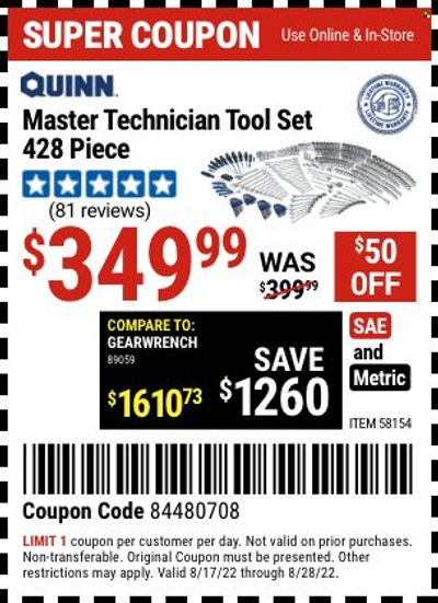Harbor Freight Weekly Ad Flyer Specials August 17 to August 28, 2022