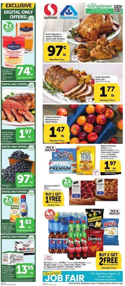 Safeway (OR) Weekly Ad Flyer Specials August 17 to August 23, 2022