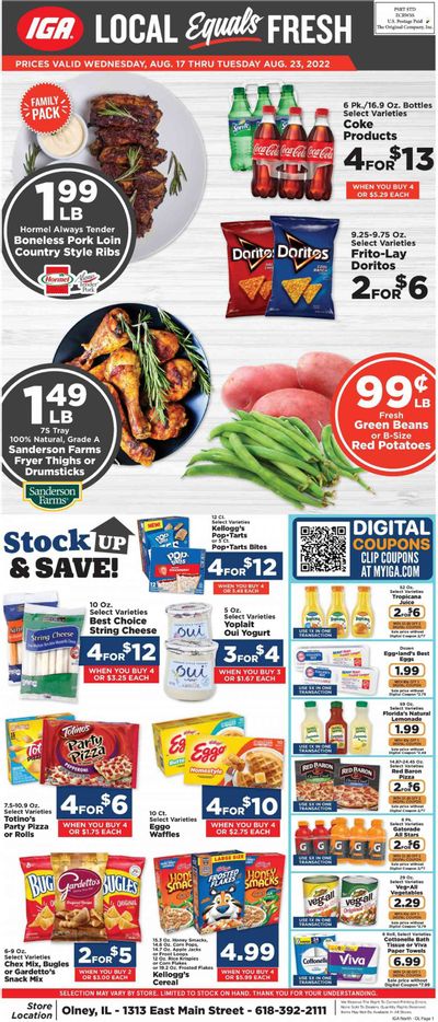 IGA (IL) Weekly Ad Flyer Specials August 17 to August 23, 2022