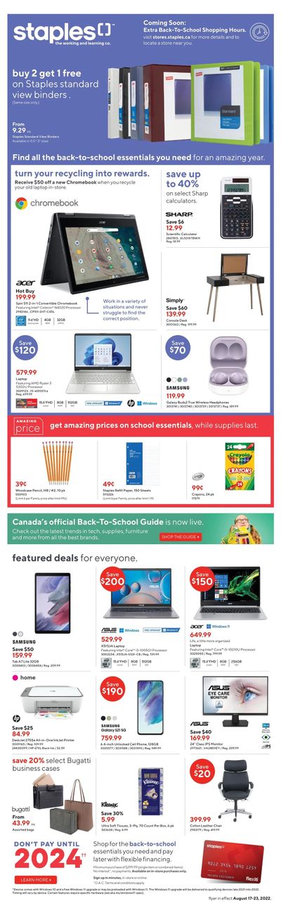Staples Flyer August 17 to 23