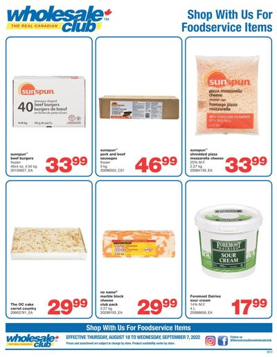 Real Canadian Wholesale Club Food Services Flyer August 18 to September 7