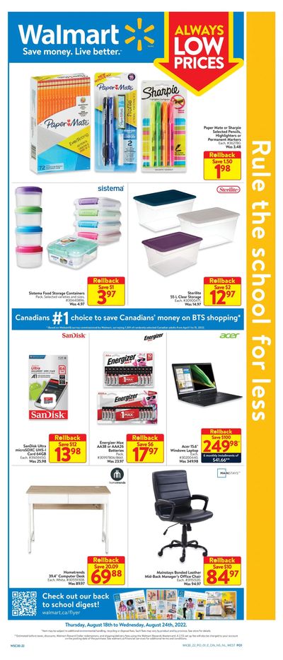 Walmart Rule the School for Less Flyer August 18 to 24