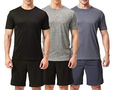 TEXFIT Men's 3 Pack Active Sport Quick Dry T-Shirts (3 pcs Set) (Black/Dark Grey/Light Grey, M) $29.31 (Reg $34.49)